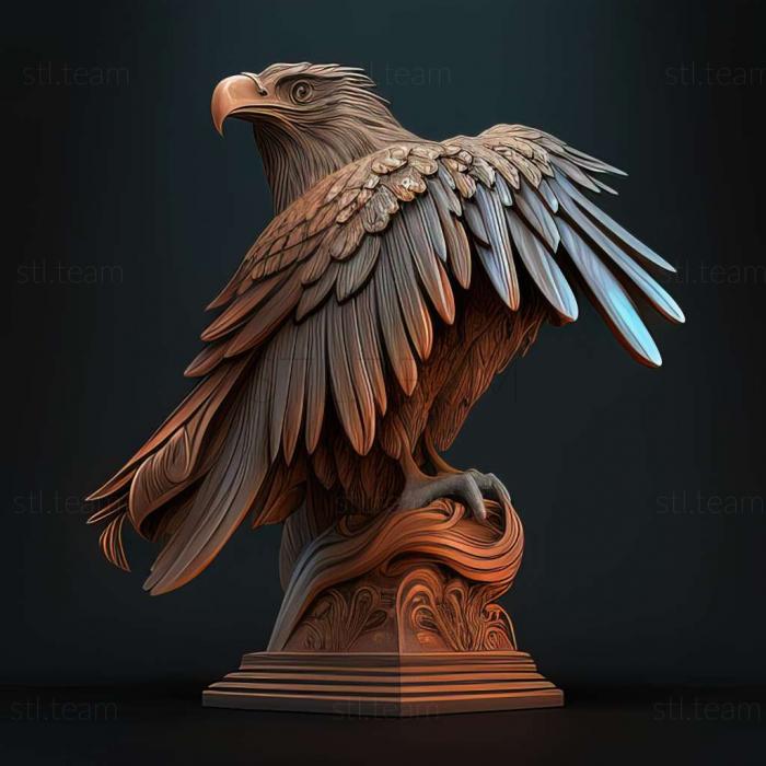 Animals eagle on the small pedestal